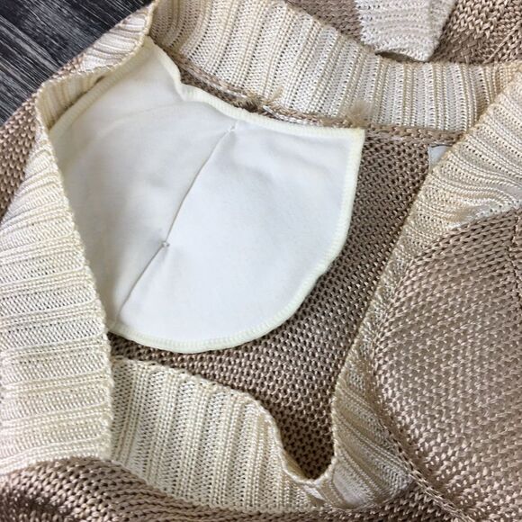 Neiman Marcus Outlander Tan & Ivory Knit Vintage Long Sleeve Tunic Sweater M - Picture 5 of 9
